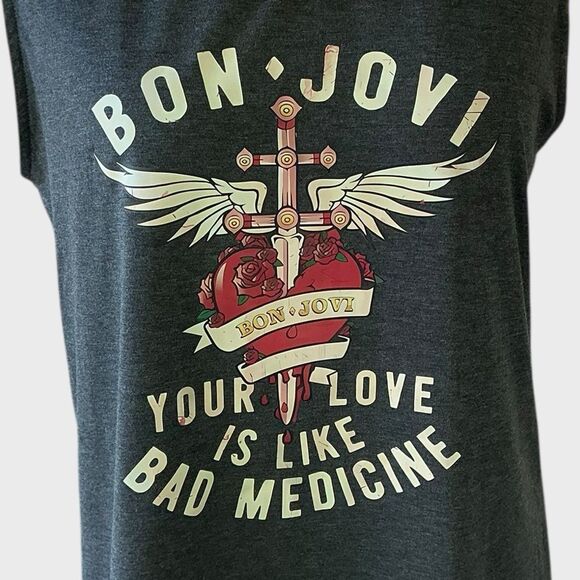 BON JOVI Men’s Sleeveless Graphic Tee | Size Large | Rock Band Shirt Muscle - Picture 1 of 5
